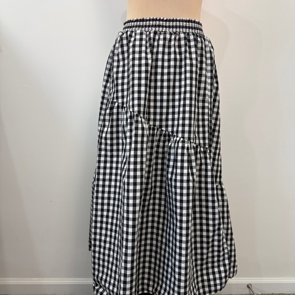 Who What Wear Dresses & Skirts - Who What Wear Gingham Tiered Maxi Skirt Women Size M Black White Cottagecore